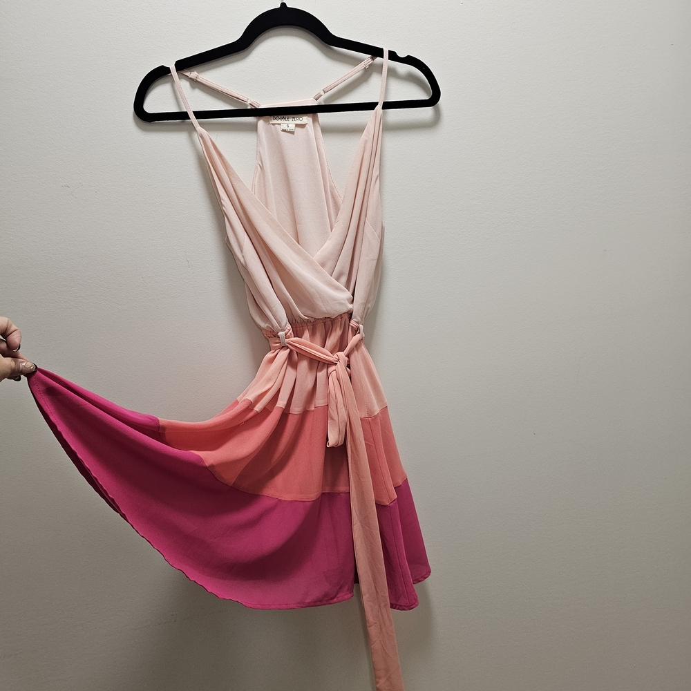 Double Zero Pink and Peach Colorblock Dress